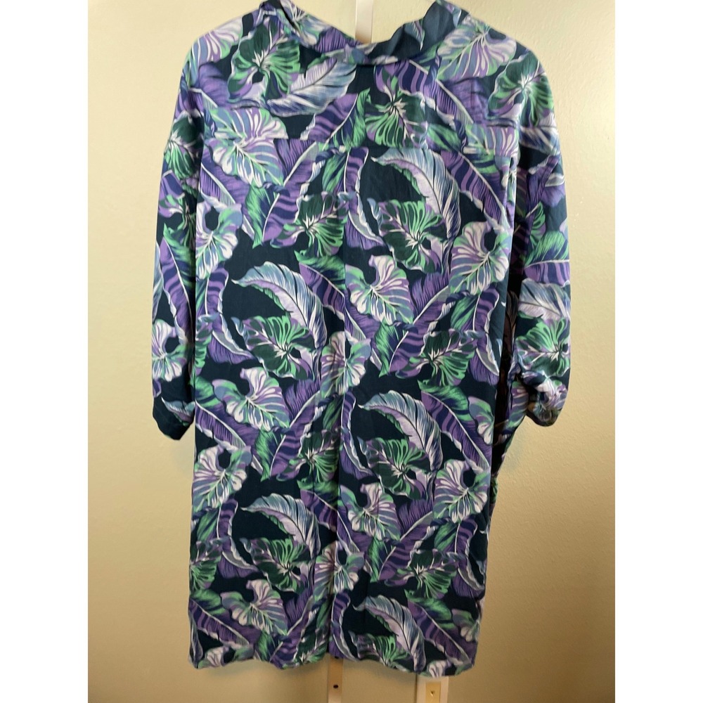 Tommy Bahama Button Up Camp Shirt Men's XXXL Purple Silk Blend Tropical Leaf 3X - Picture 5 of 10
